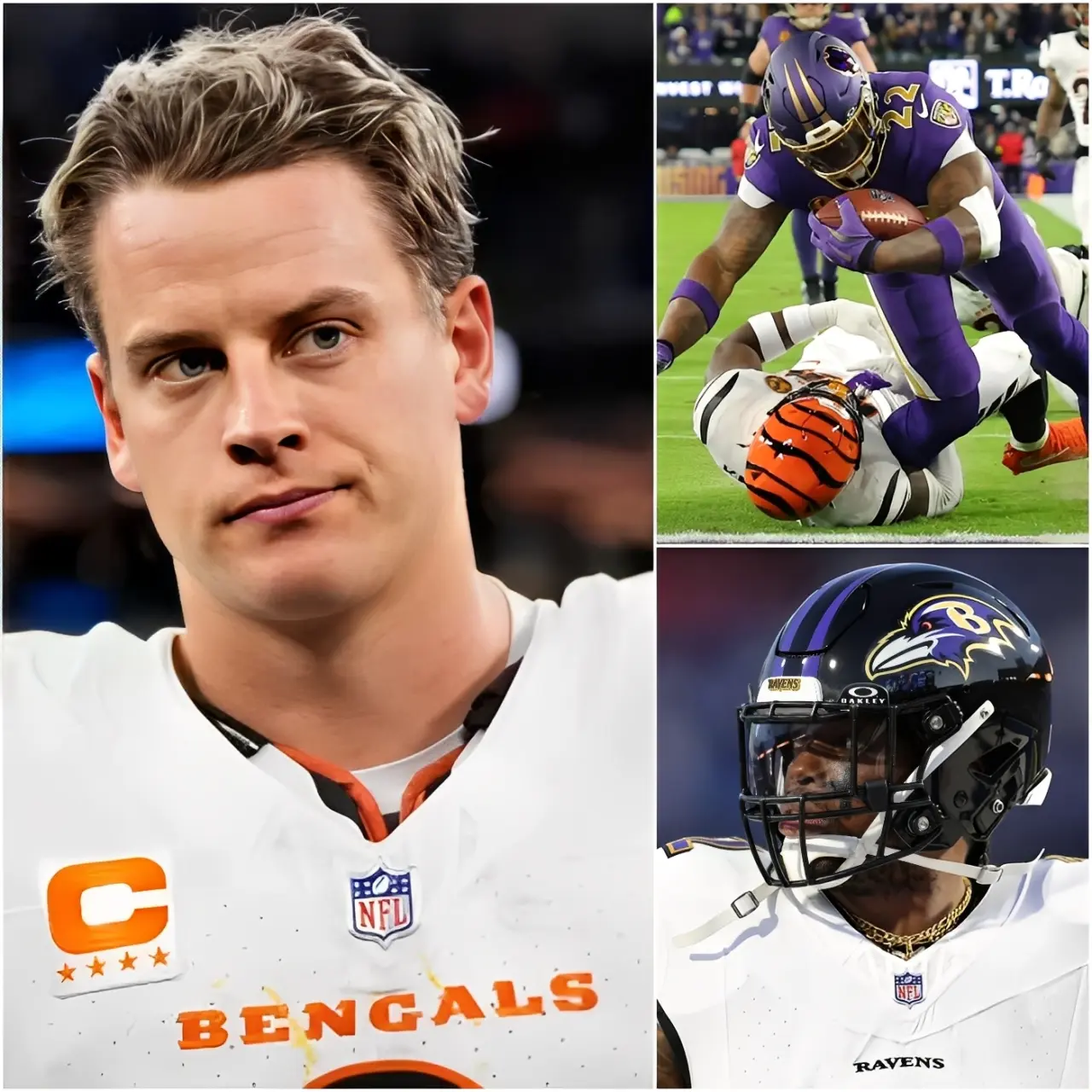 Cover Image for NFL EXPLODES IN CONTROVERSY!🚨 Moments after the Bengals shocked the league by defeating the Baltimore Ravens, Joe Burrow unleashed one of the most brutal, disrespectful post-game remarks the NFL has heard in years, sending fans into absolute chaos. With cameras still rolling and adrenaline pumping, Burrow smirked and fired a verbal grenade straight at Baltimore: “If that’s the ‘dangerous’ Ravens everyone was scared of… then the AFC isn’t as tough as people think.” Reporters fell silent. Ravens players stormed off. Social media erupted as thousands accused Burrow of crossing the line with a comment many are calling a direct insult to the franchise’s pride, culture, and identity. But the drama didn’t stop there — within minutes, a furious Ravens star fired back with a message so explosive the NFL is scrambling behind the scenes to control the fallout…👇👇