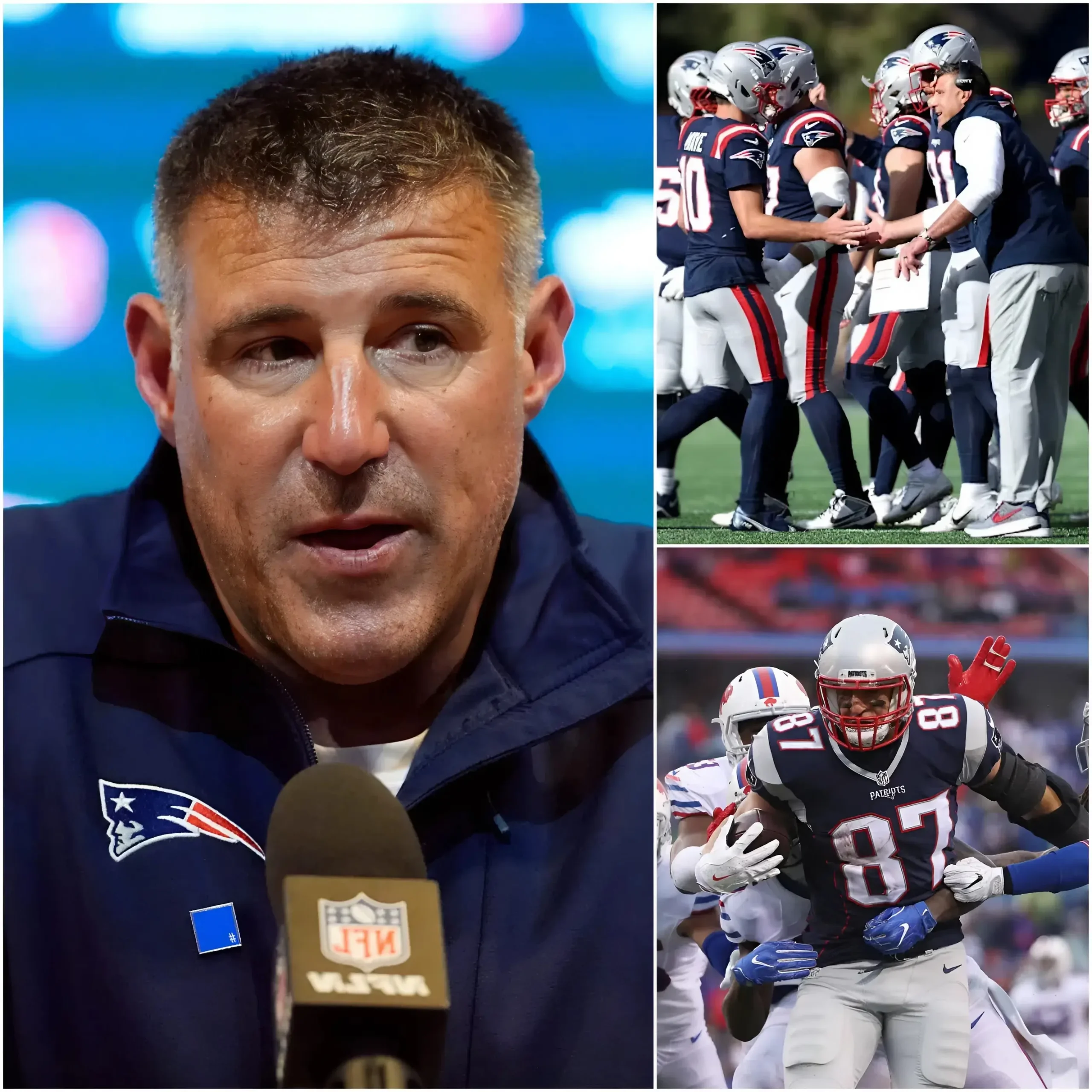 Cover Image for “Just hours before the crucial showdown between the New England Patriots and the New York Giants, head coach Mike Vrabel stunned reporters with one of the most emotional statements of his career. “If I lose this game, I’ll step aside — not because this team has failed, but because maybe I have. The New England Patriots deserve a man who can lift them higher. And if I’m not that man, I’ll walk away with love, not regret.” The room fell silent. Cameras froze. Even the reporters who came prepared with sharp questions couldn’t speak. Then he added — softer, but deeper, every word trembling with truth: “I didn’t come here to build my name. I came here to give everything I am to this place — to every fan, every player, every dream that wears red, white, and navy blue. If I can’t carry that weight, I’ll hand it over with my heart still here.” Those 15 words…” Full story via 🔗 in comments. 👇